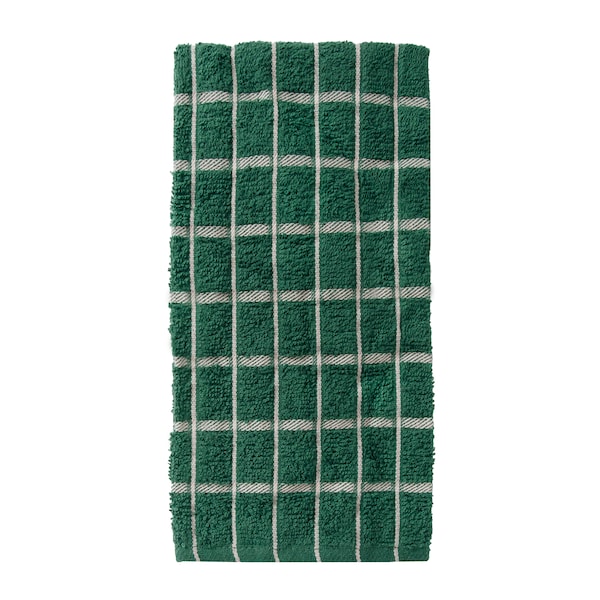 Ritz Café Solid Kitchen Towel Hunter Green Ground/Putty Check 9860148